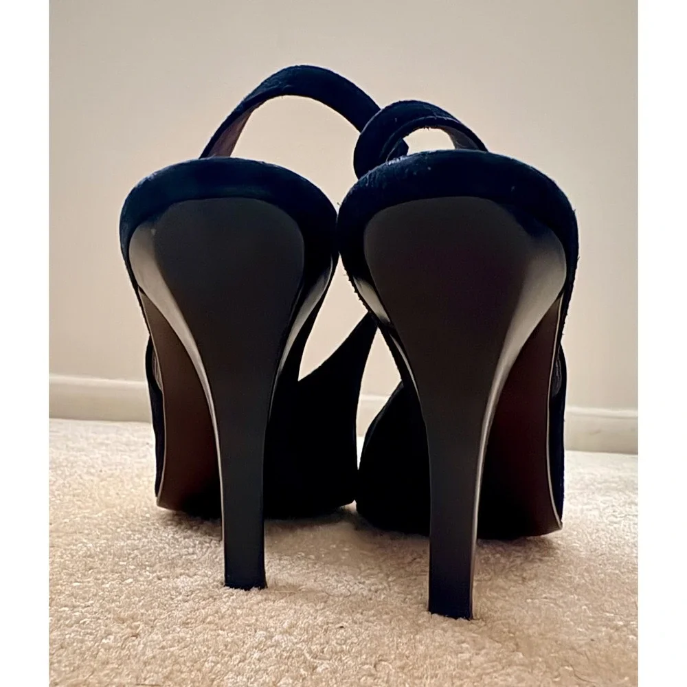 VIA SPIGA Italy‎ Black Suede Pointed Toe Slingback Heels Classy Dress Women Sz9